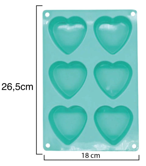 MOLDE DE SILICONA 6 CORAZONES CUPCAKE