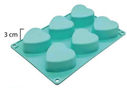 MOLDE DE SILICONA 6 CORAZONES CUPCAKE