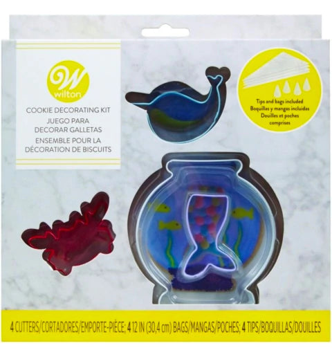 Kit Decoración Galletitas Sirenita, Cangrejo, Pecera Wilton
